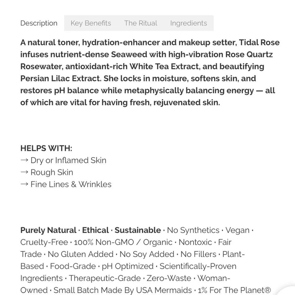 Earth Harbor Tidal Rose Seaweed hydrating mist